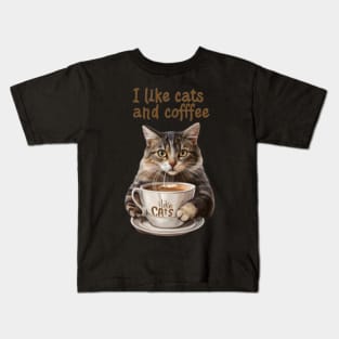 I like cats and coffee Kids T-Shirt